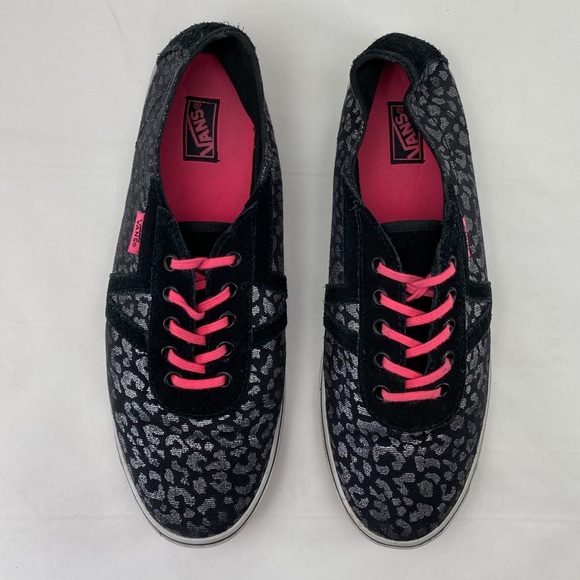 VANS Black Cheetah Leopard Print  Canvas Low Skate Sneaker Size 8.5 - Picture 2 of 14